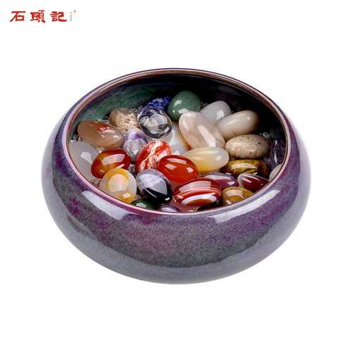 石头记聚宝盆天然水晶石头招财风水摆件办公室家居客厅装饰品