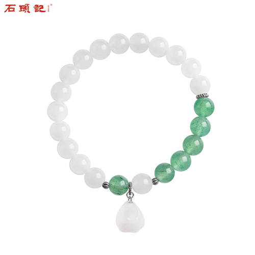iSTONE/石头记京白玉手链绿东陵玉萤石手串莲蓬寓意好品  "223008501 223008023"